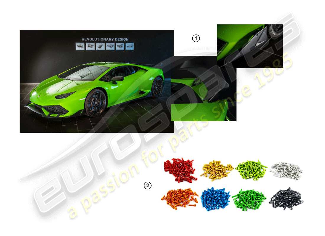 lamborghini huracan lp610-4 avio (accessories) 1 imposta parti di attacco aerodinamiche diagramma delle parti