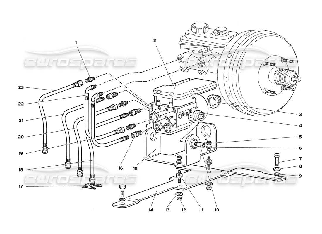 lamborghini diablo 6.0 (2001) schema delle parti della centralina elettronica abs elettroidraulica