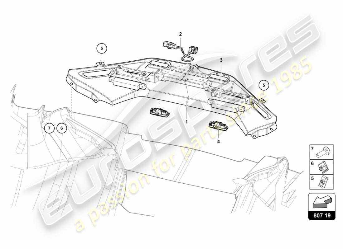 lamborghini centenario roadster (2017) elettronica operativa posteriore schema delle parti