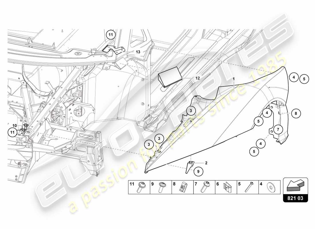 lamborghini centenario coupe (2017) protezione ala anteriore diagramma delle parti