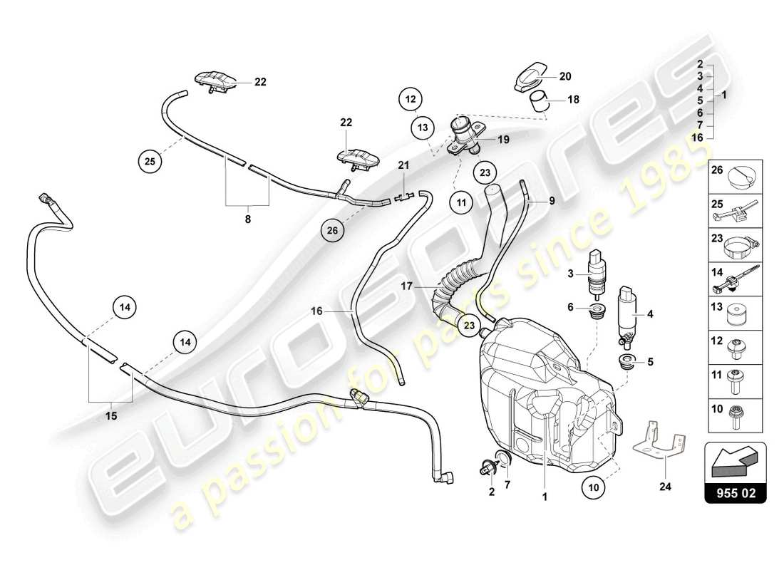 lamborghini 2021 (lp740-4 s coupe) schema delle parti rondella lavavetri