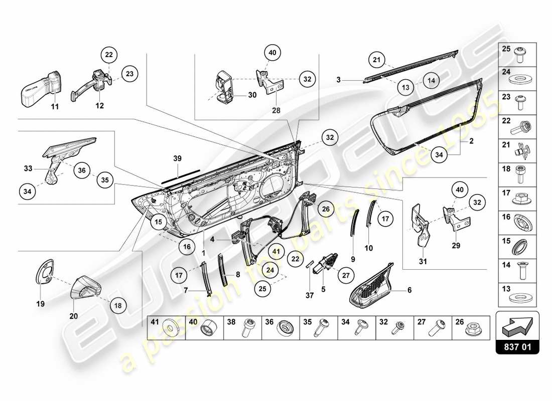 lamborghini lp610-4 spyder (2019) diagramma delle parti porte