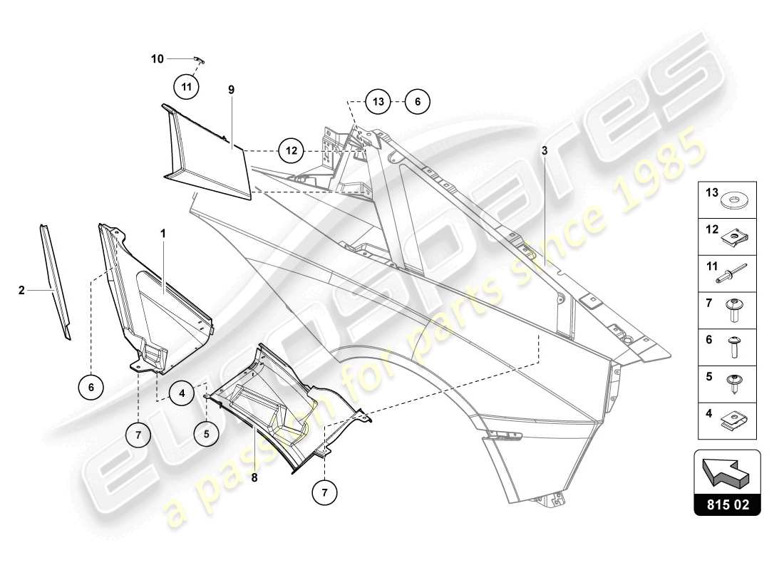 lamborghini 2014 (lp720-4 coupe 50) piastra di rivestimento della presa d'aria diagramma delle parti