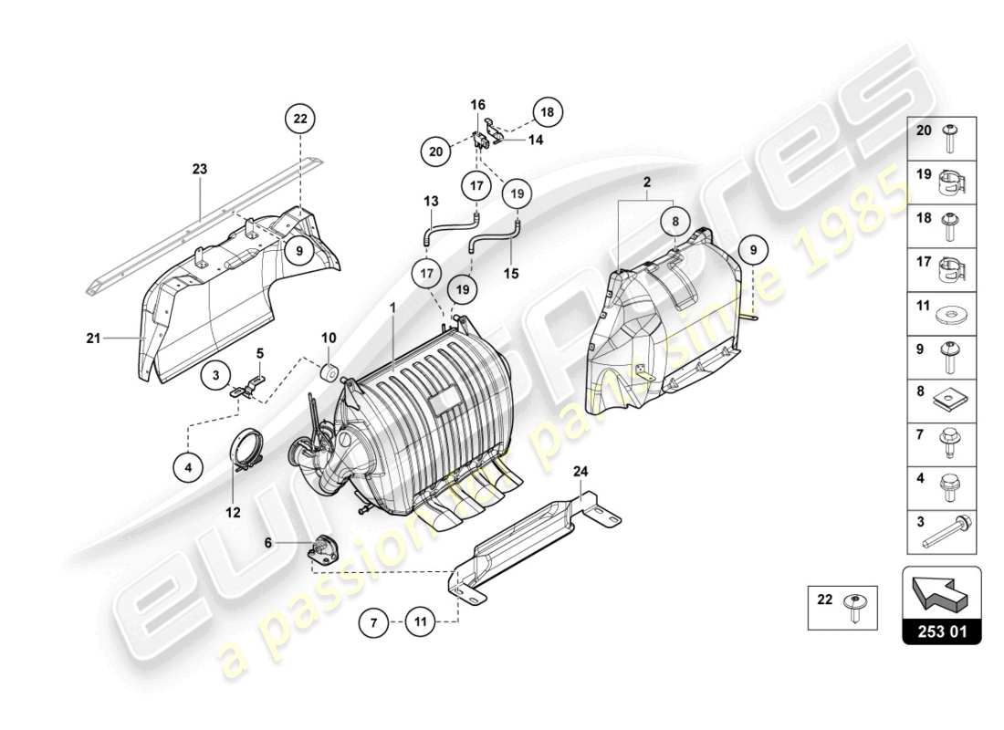 lamborghini lp750-4 sv coupe (2017) silenziatore con catalizzatore diagramma delle parti