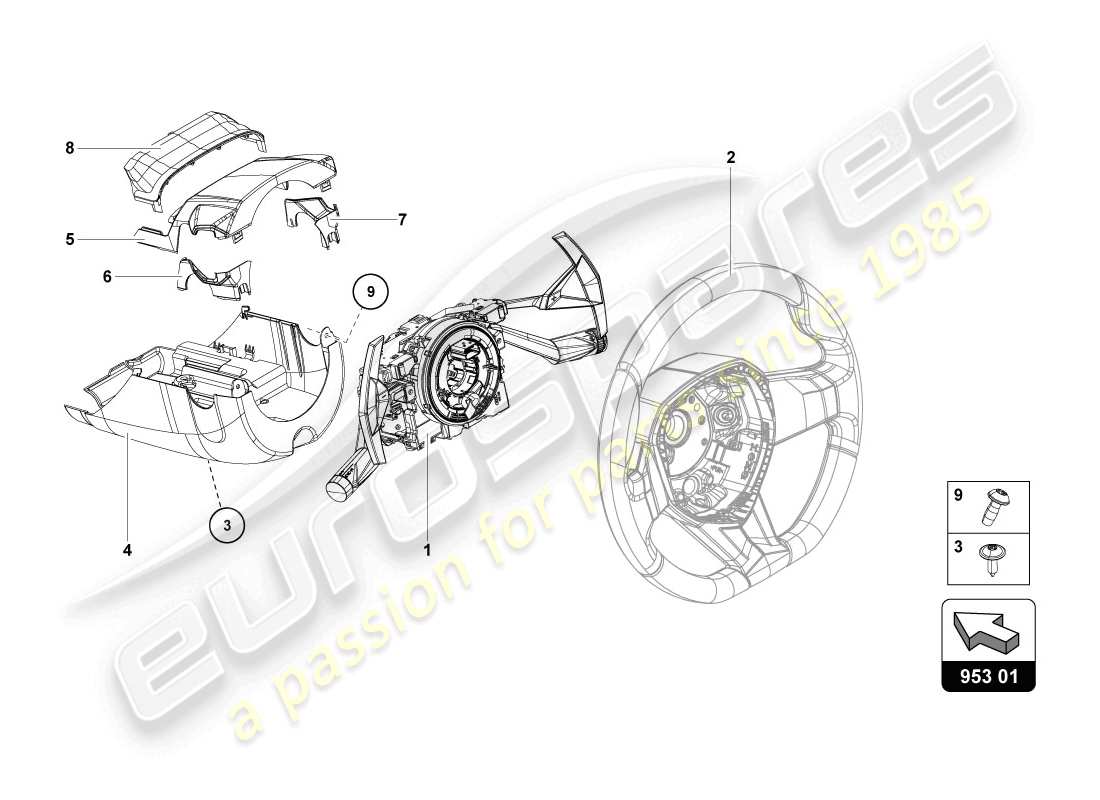 lamborghini lp720-4 coupe 50 (2014) sterzo a cremagliera e pignone schema delle parti