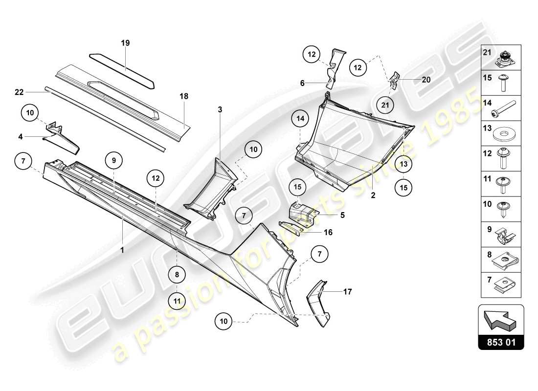 lamborghini 2014 (lp720-4 coupe 50) lato esterno inferiore per passaruota schema parte