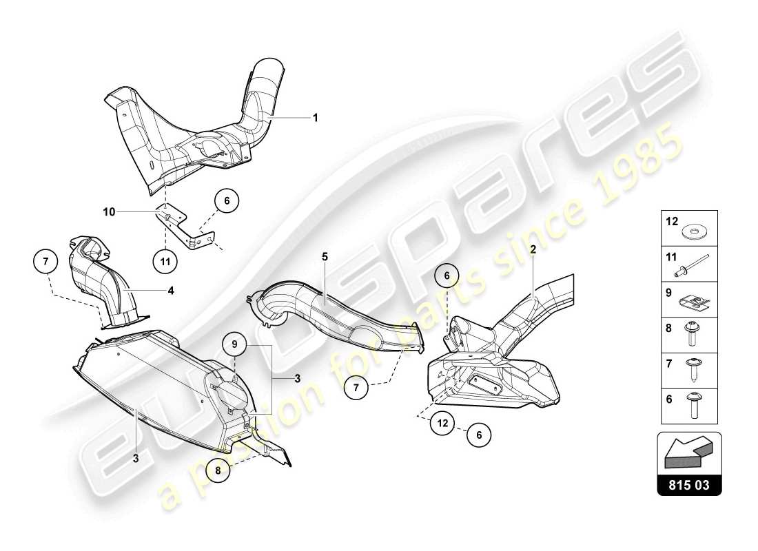 lamborghini lp720-4 coupe 50 (2014) schema delle parti in cartone condotto dell'aria
