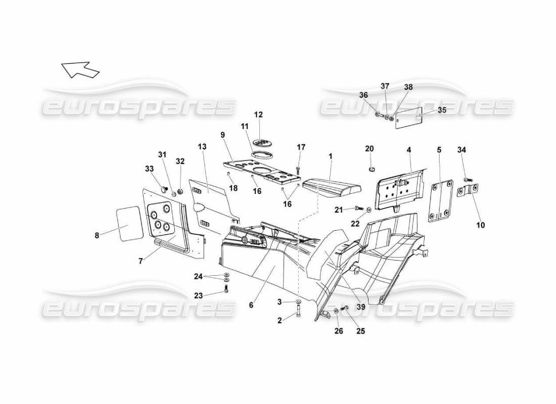 lamborghini murcielago lp670 tunnel diagramma delle parti