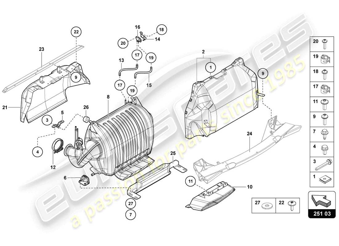 lamborghini 2014 (lp720-4 coupe 50) silenziatore con catalizzatore schema delle parti