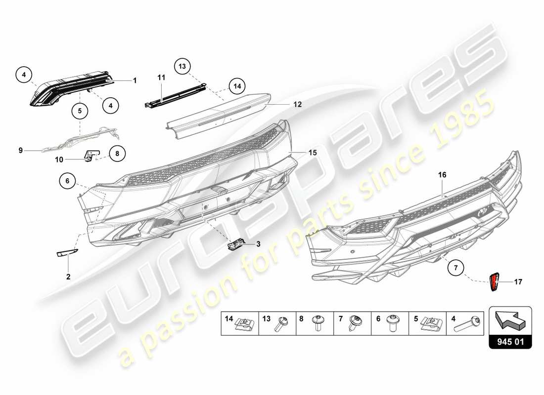 lamborghini performante spyder (2020) fanale posteriore schema delle parti