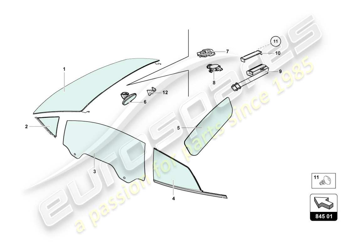 lamborghini lp610-4 avio (2017) occhiali da finestra schema delle parti