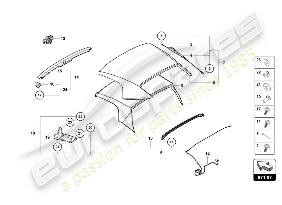 lamborghini evo spyder 2wd (2020) copertina diagramma delle parti