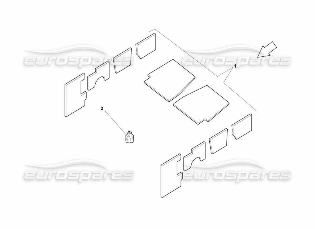 lamborghini murcielago lp670 diagramma delle parti della moquette della cabina di pilotaggio