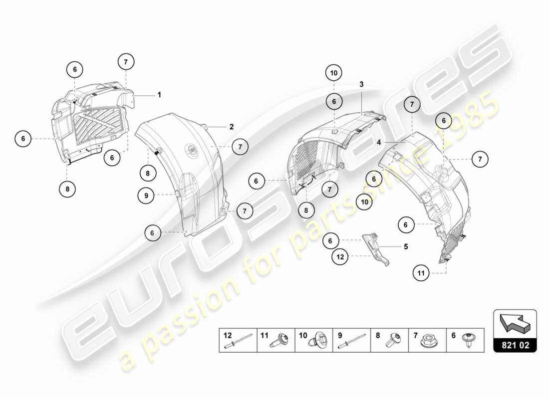 lamborghini 2019 (lp610-4 spyder) rivestimento passaruota diagramma delle parti