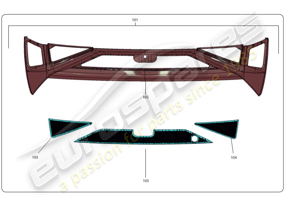 lamborghini super trofeo (2009-2014) schema delle parti paraurti posteriore