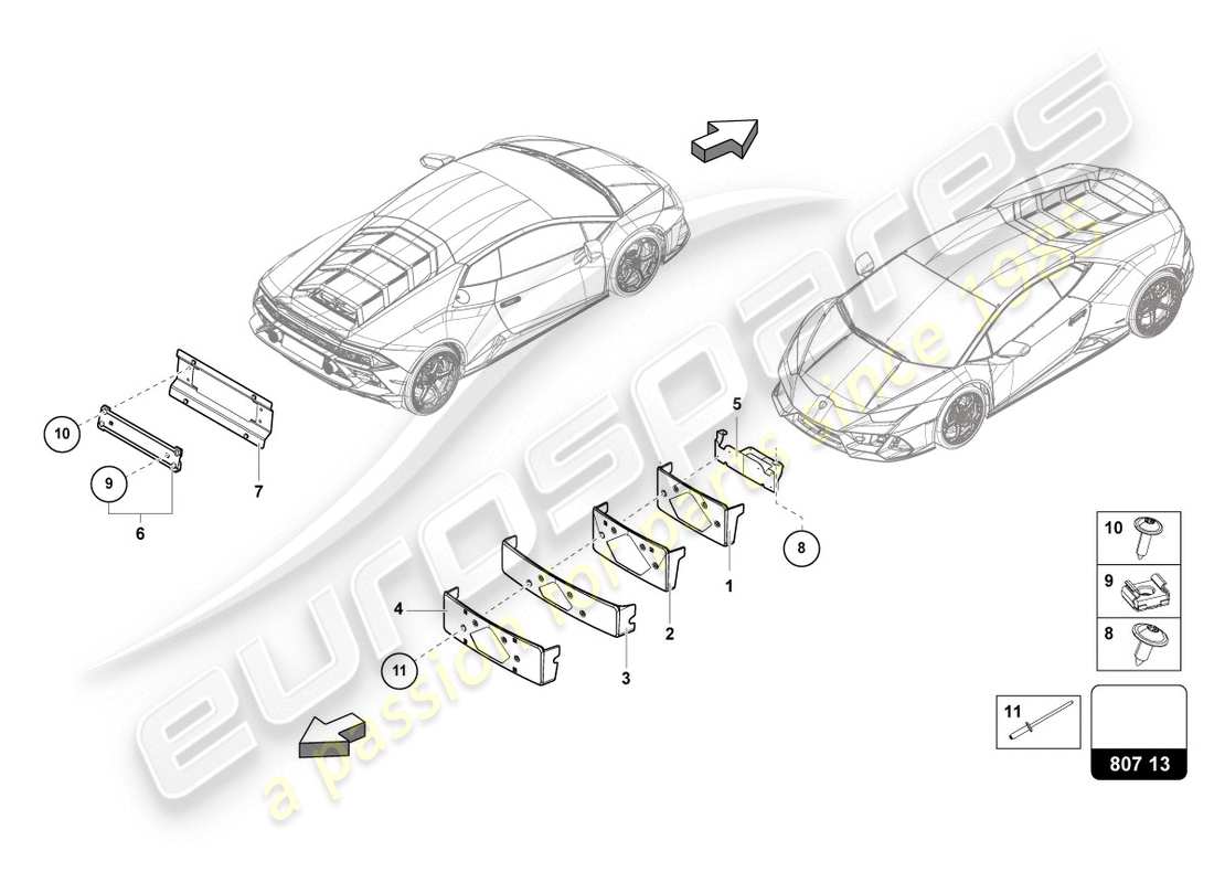 lamborghini 2020 (evo coupe 2wd) portatarga schema delle parti