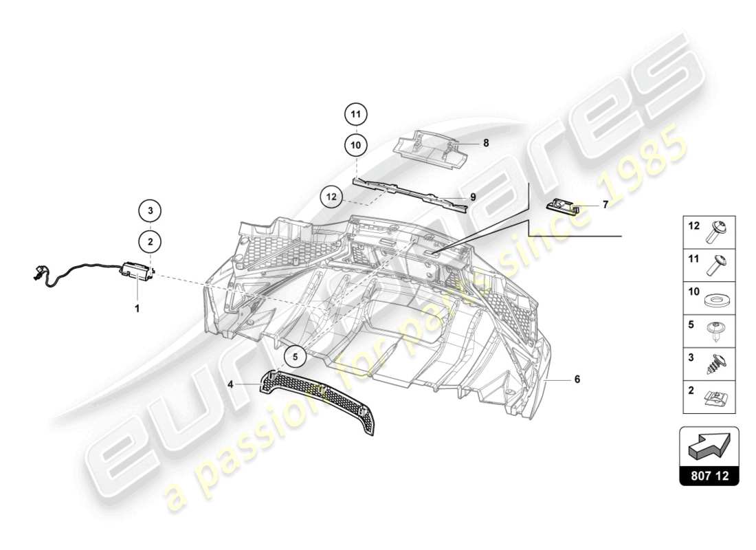 lamborghini lp750-4 sv roadster (2017) paraurti, schema delle parti complete