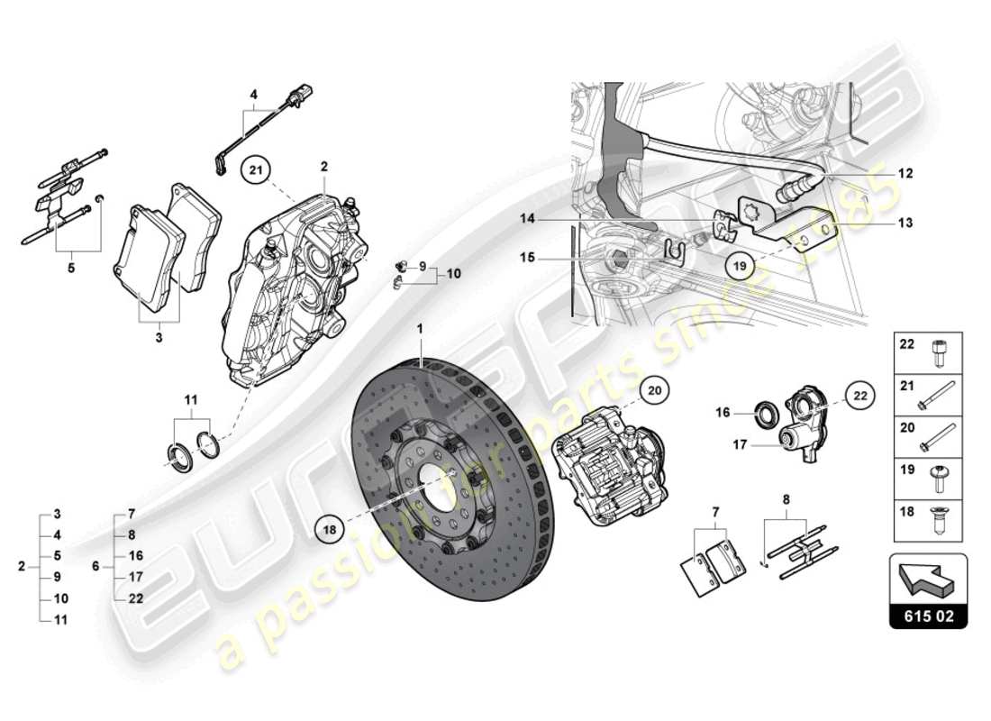 lamborghini 2016 (lp750-4 sv roadster) disco freno posteriore schema delle parti