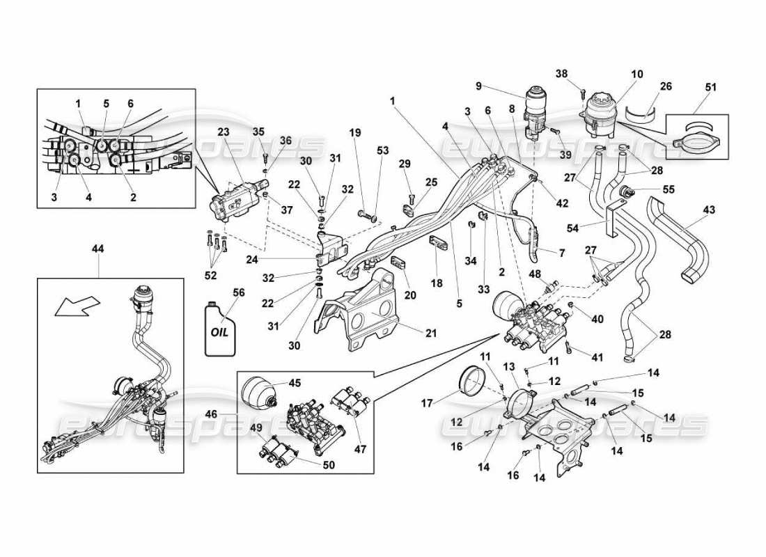 lamborghini murcielago lp670 diagramma delle parti del gruppo valvole e-gear