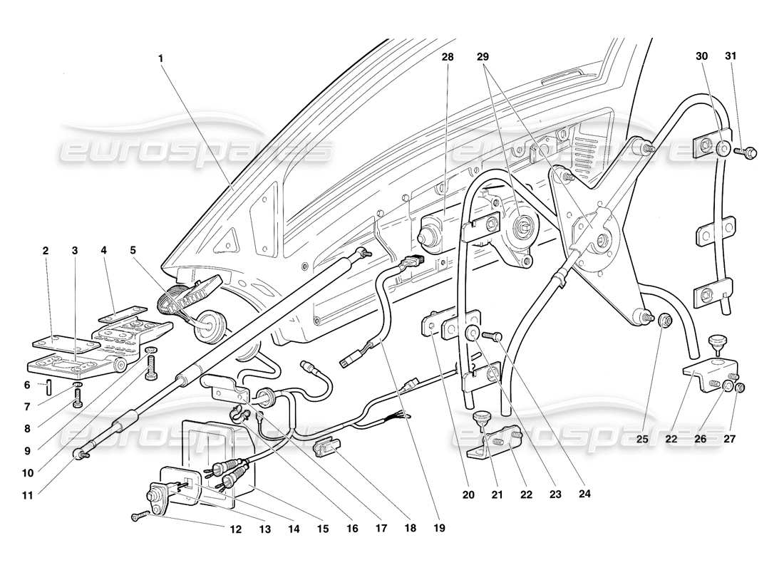 lamborghini diablo sv (1997) diagramma delle parti porte