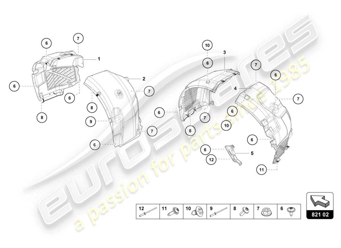 lamborghini 2017 (lp610-4 coupe) rivestimento passaruota diagramma delle parti