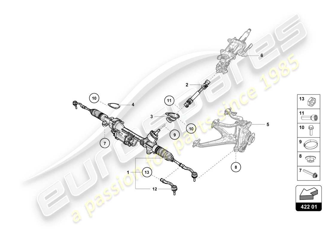 lamborghini 2019 (performante spyder) schema delle parti servosterzo