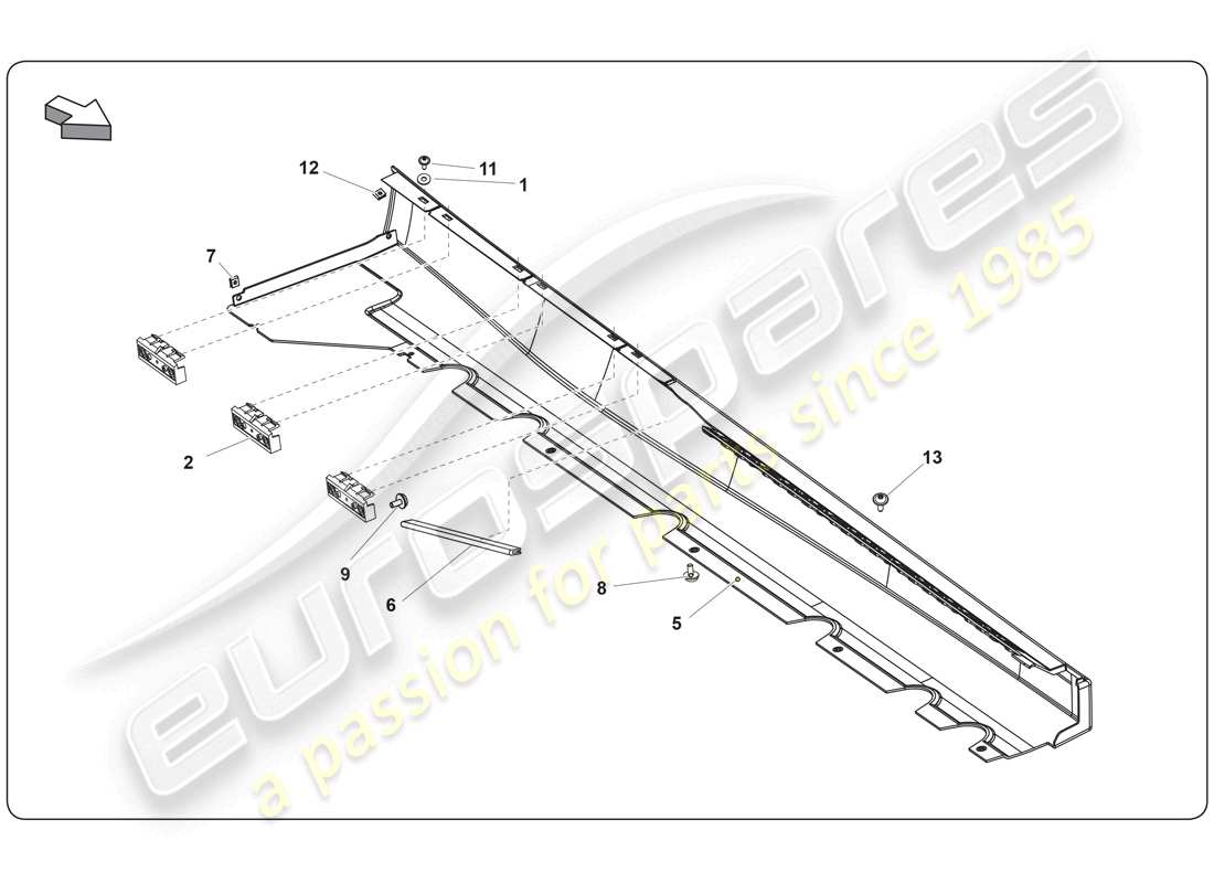 lamborghini super trofeo (2009-2014) diagramma della parte del membro laterale esterno