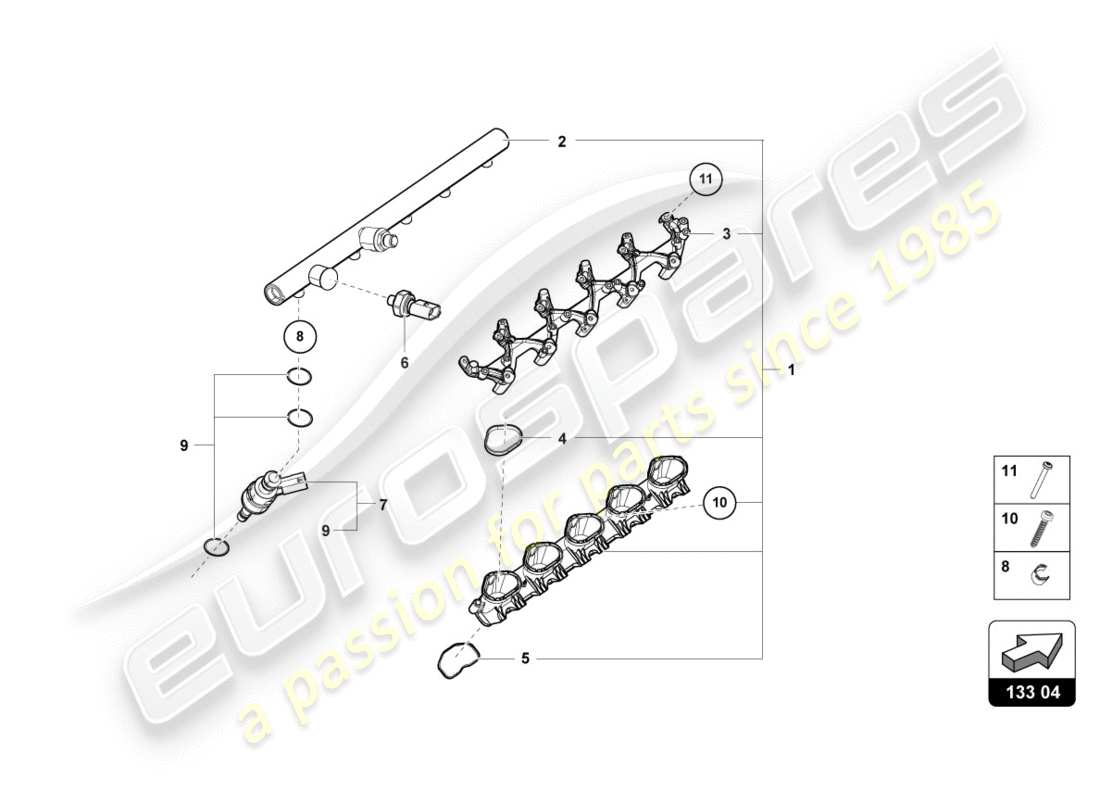 lamborghini performante spyder (2018) valvola di iniezione diagramma delle parti