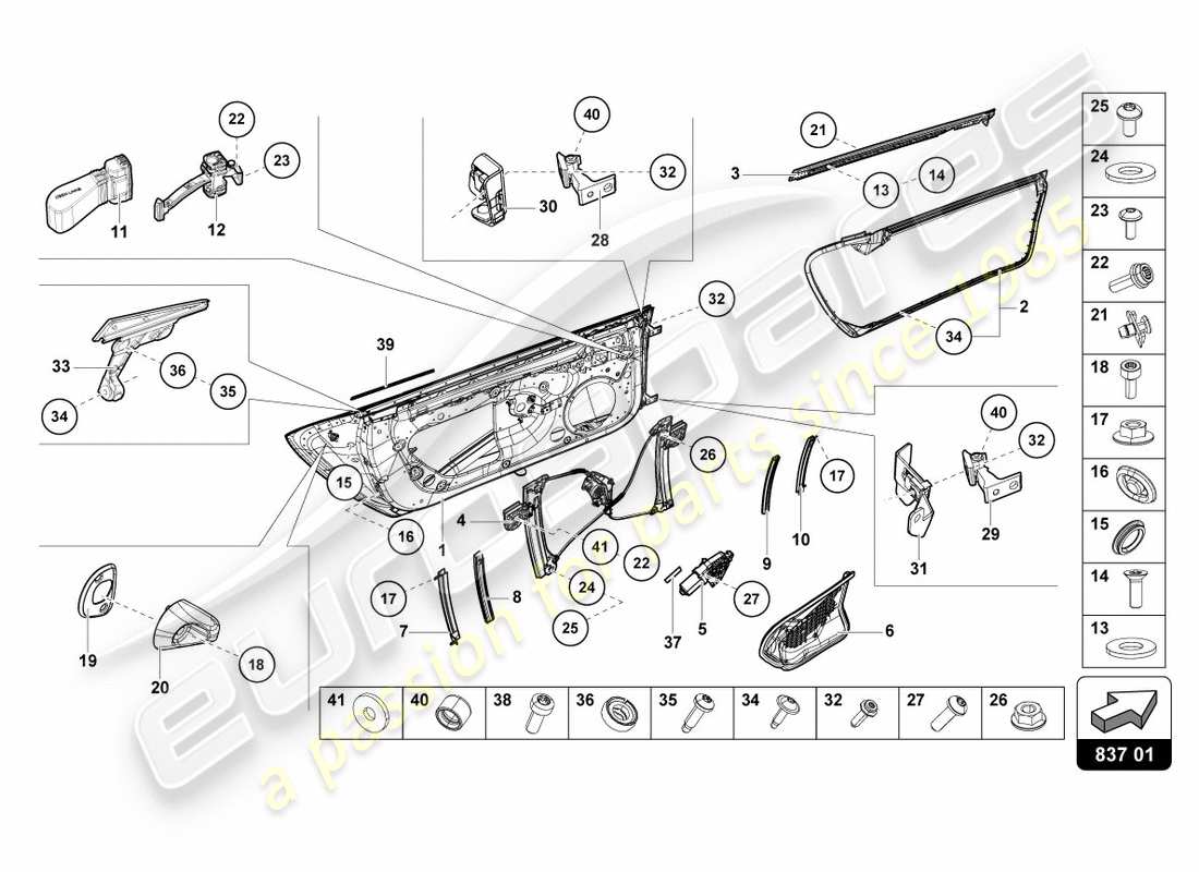 lamborghini lp600-4 zhong coupe (2016) diagramma delle parti porte