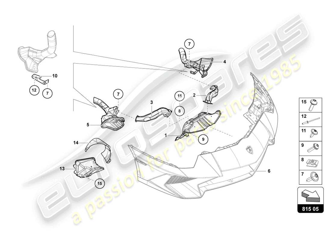 lamborghini 2017 (lp750-4 sv coupe) schema delle parti in cartone condotto dell'aria
