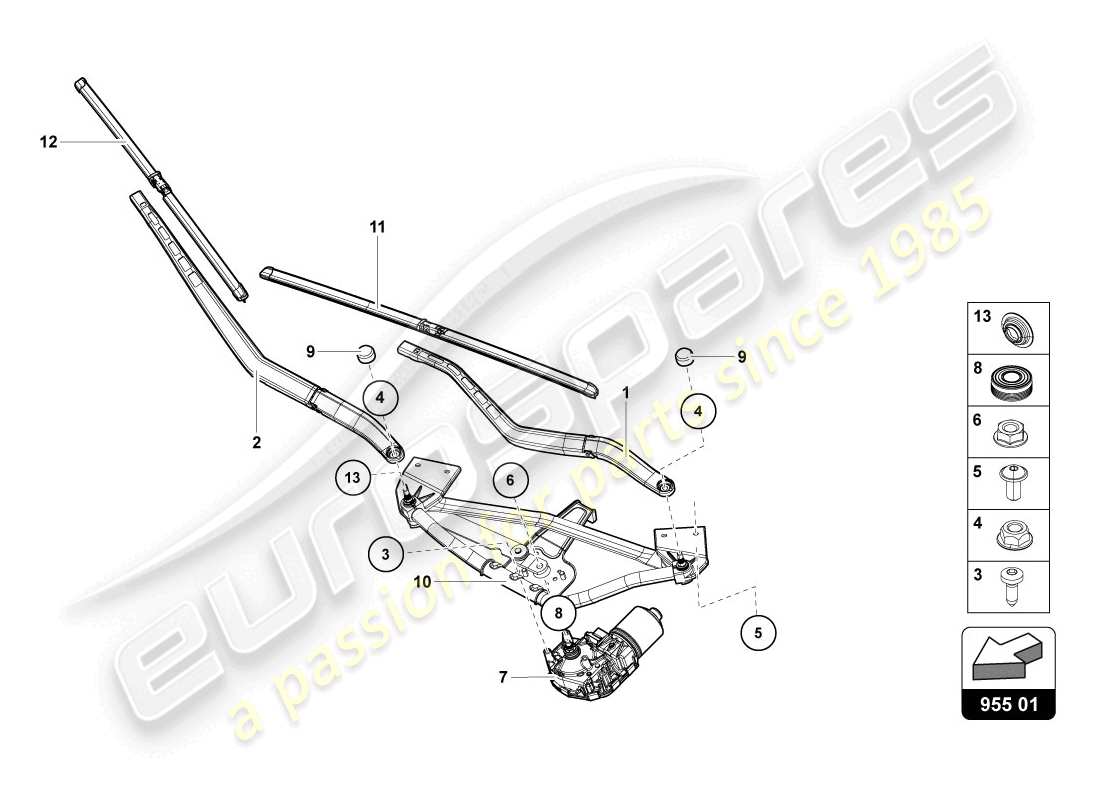 lamborghini lp720-4 coupe 50 (2014) schema delle parti tergicristallo