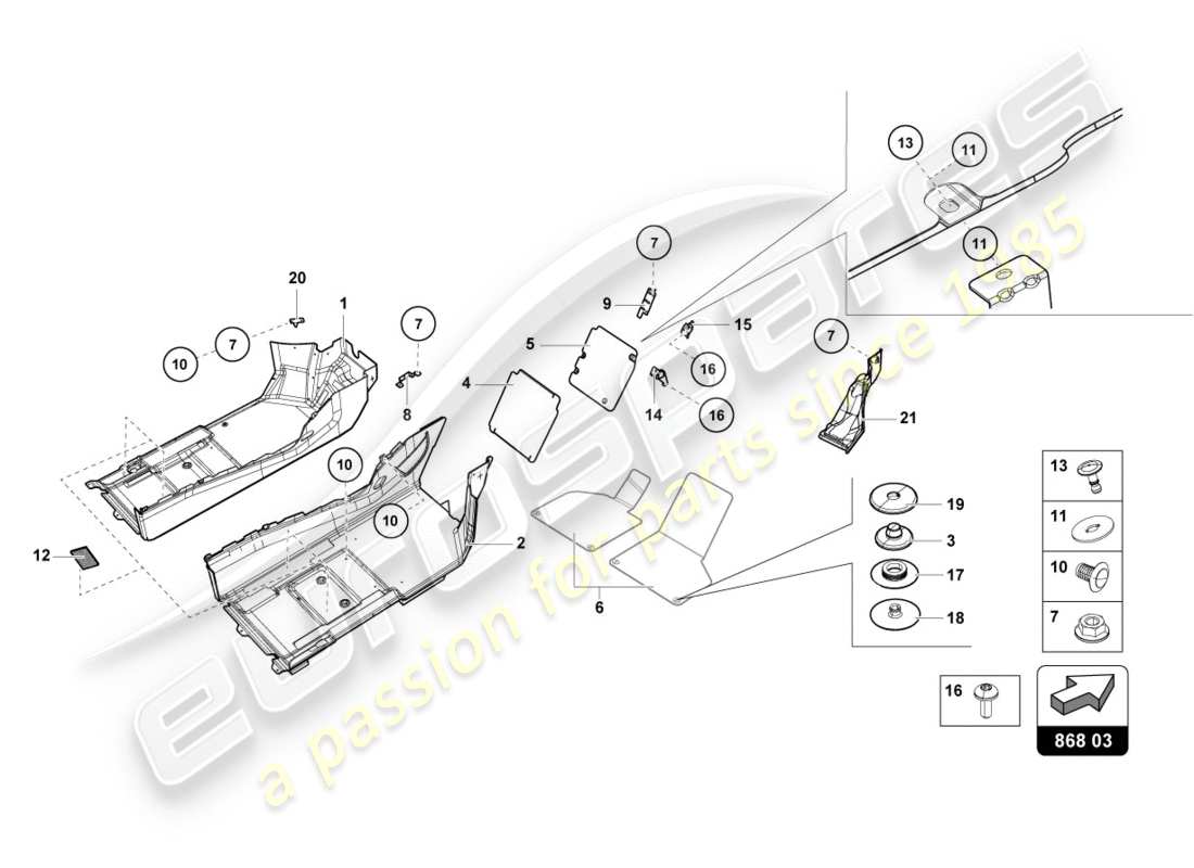 lamborghini 2018 (lp580-2 spyder) piastra isolante acustica interna schema delle parti