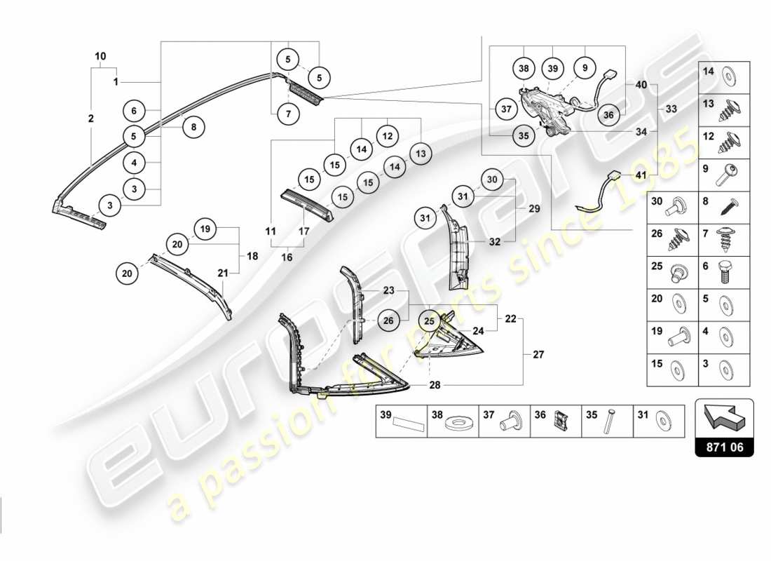 lamborghini 2019 (performante spyder) diagramma delle parti della guarnizione