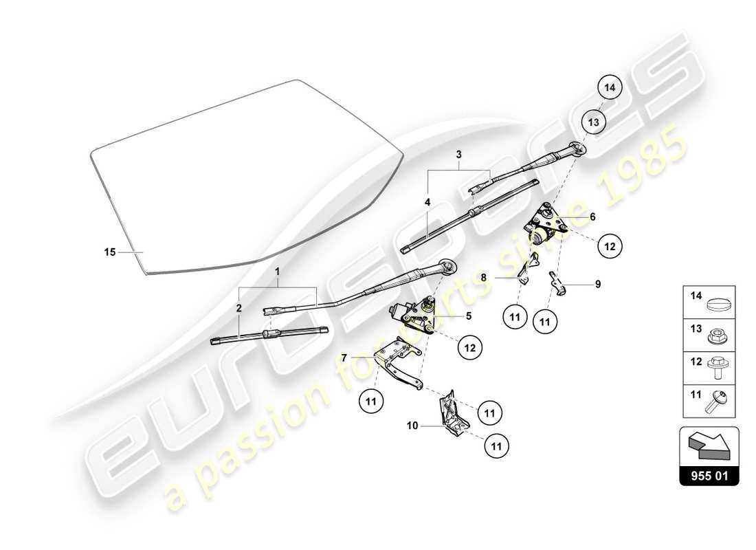 lamborghini lp610-4 avio (2017) tergicristallo diagramma delle parti