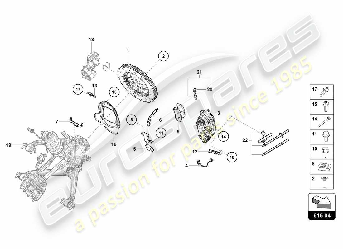 lamborghini 2018 (lp580-2 coupe) disco freno (ventilato) posteriore schema delle parti