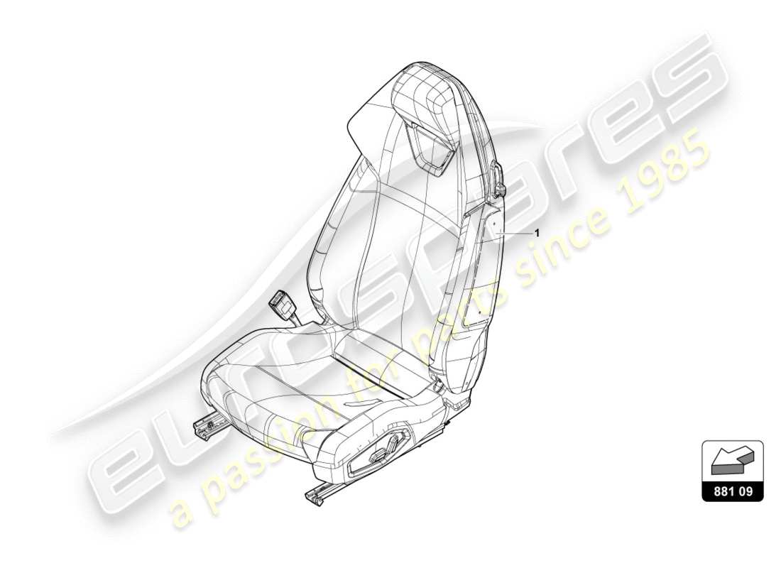 lamborghini lp610-4 avio (2016) sedile 'rivestimento avio' diagramma delle parti