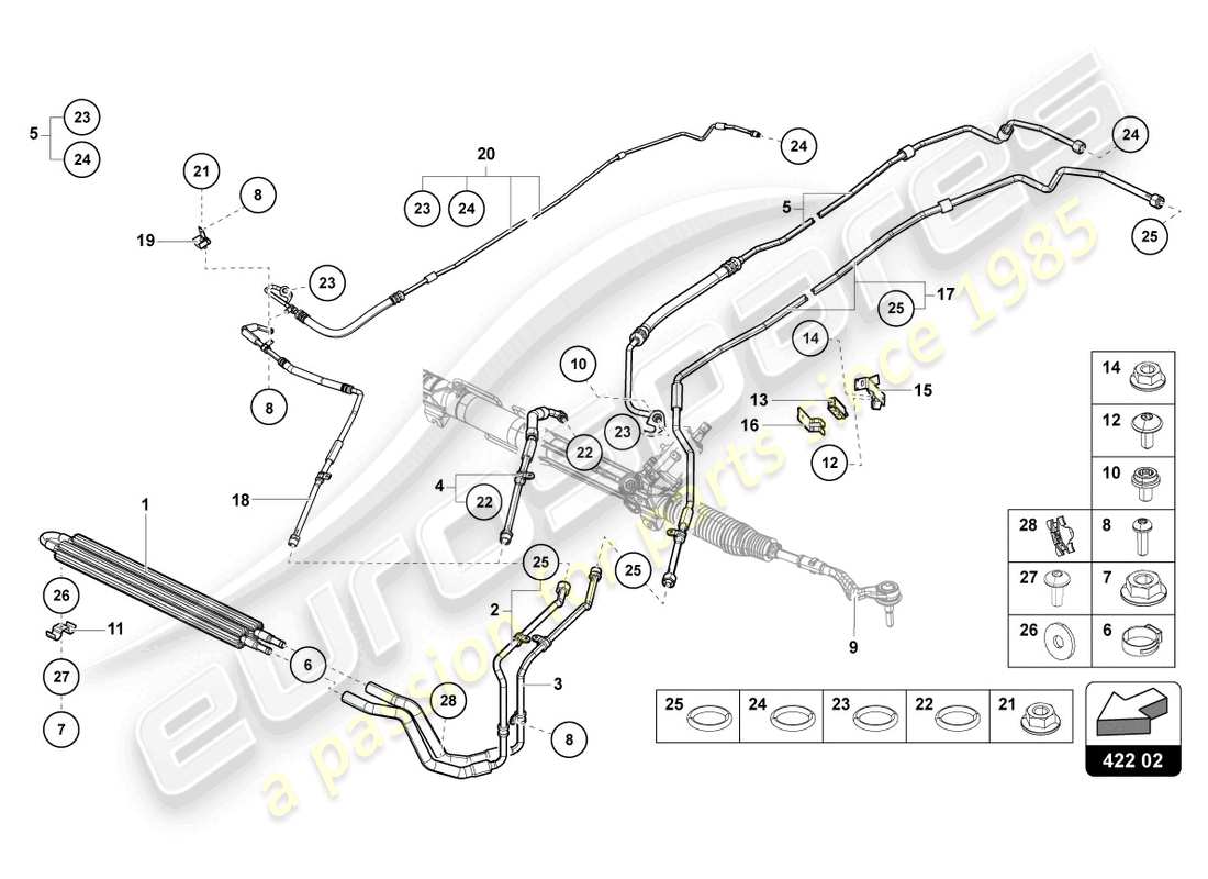 lamborghini lp740-4 s coupe (2021) schema delle parti servosterzo