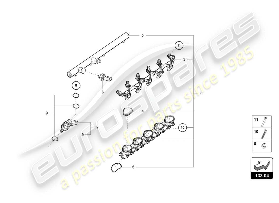 lamborghini 2019 (lp580-2 spyder) diagramma delle parti valvola di iniezione