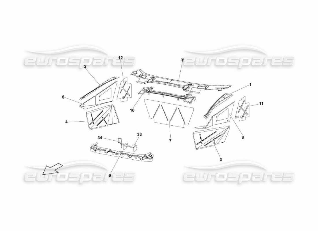 lamborghini murcielago lp670 elementi del telaio diagramma delle parti