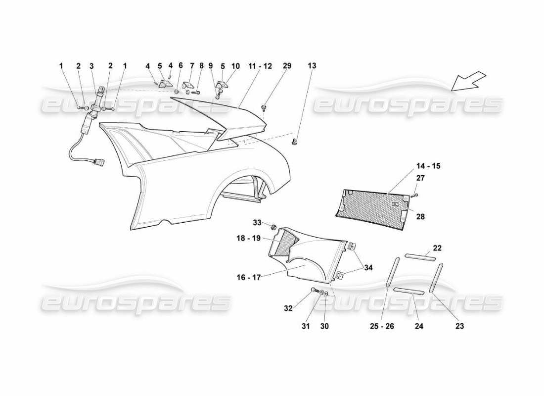 lamborghini murcielago lp670 presa d'aria diagramma delle parti