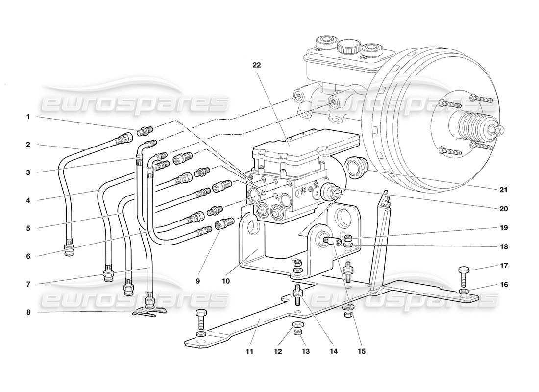 lamborghini diablo sv (1998) schema delle parti della centralina elettronica abs elettroidraulica