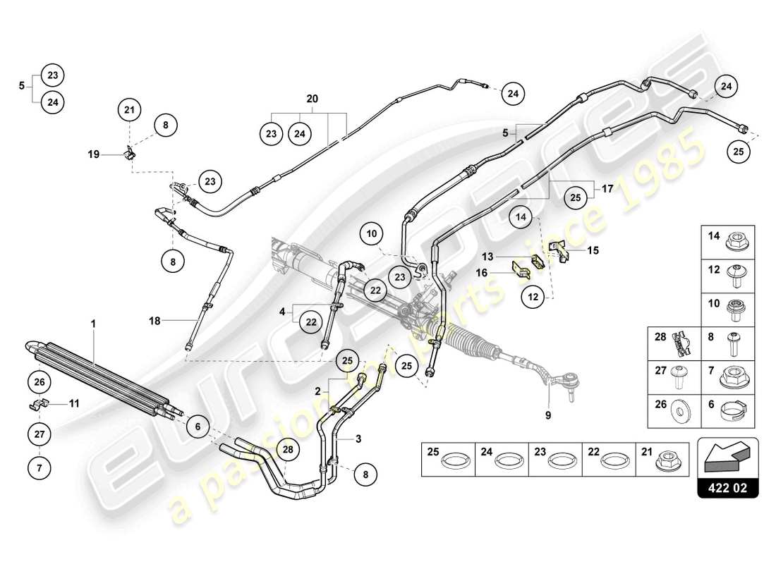 lamborghini lp740-4 s coupe (2020) schema delle parti servosterzo