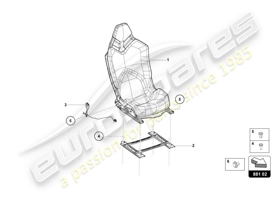 lamborghini centenario coupe (2017) sedile sportivo diagramma delle parti