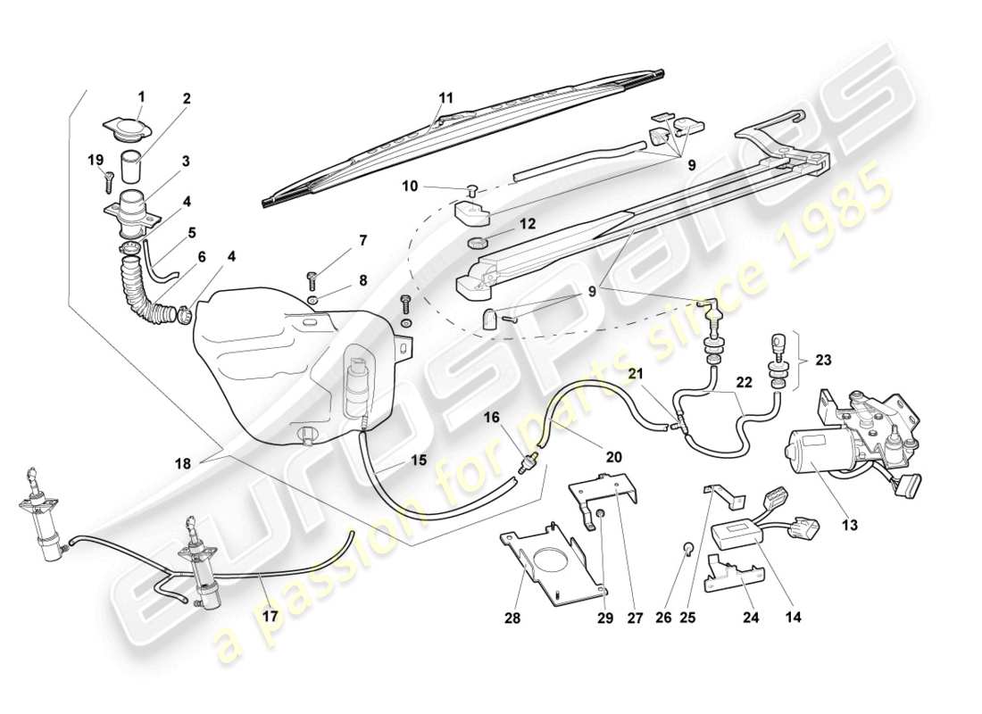 lamborghini murcielago roadster (2006) schema delle parti tergicristallo