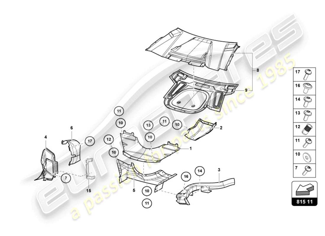 lamborghini sian (2020) diagramma delle parti del condotto dell'aria