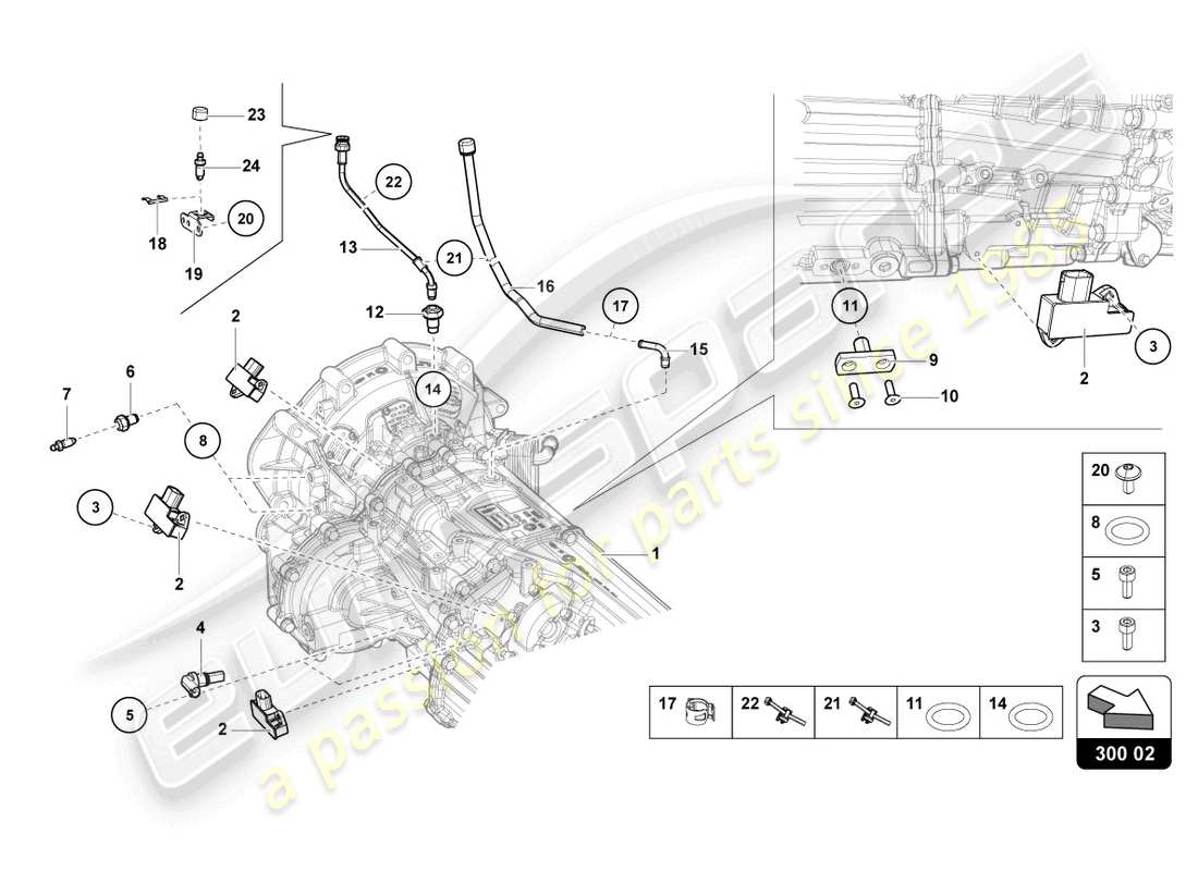 lamborghini lp750-4 sv coupe (2016) diagramma delle parti dei sensori