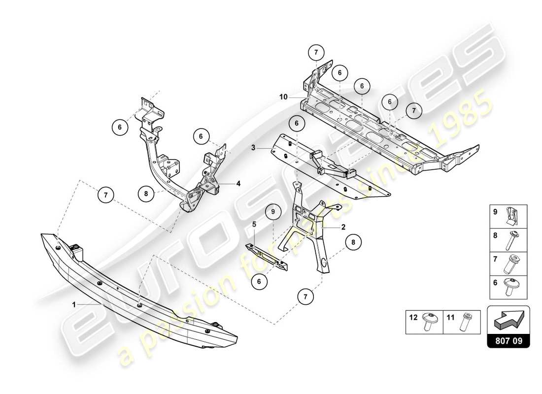 lamborghini performante spyder (2019) supporto paraurti posteriore schema delle parti