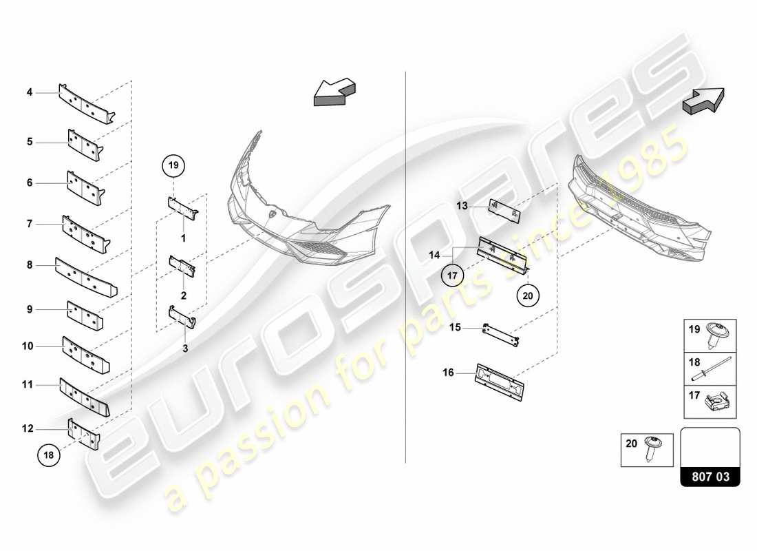 lamborghini performante spyder (2019) portatarga schema delle parti