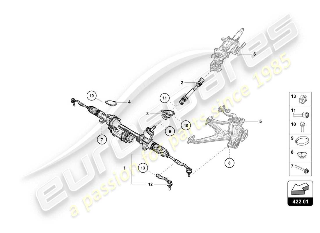 un diagramma delle parti dal catalogo delle parti lamborghini evo coupe (2020)