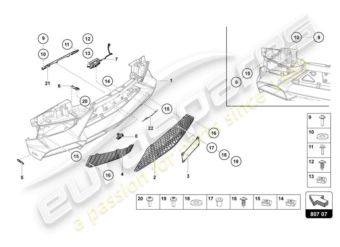 lamborghini lp720-4 roadster 50 (2014) paraurti, schema delle parti complete